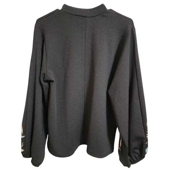Zara Trafaluc Black Mock Neck Embroidered Sleeves Pullover Sweater - Picture 2 of 8